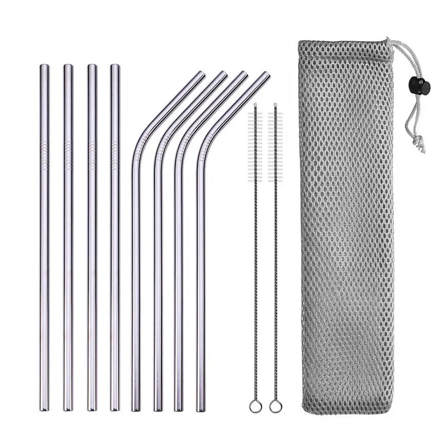 Blendiva 304 Stainless Steel Straws with Cleaning Pouch