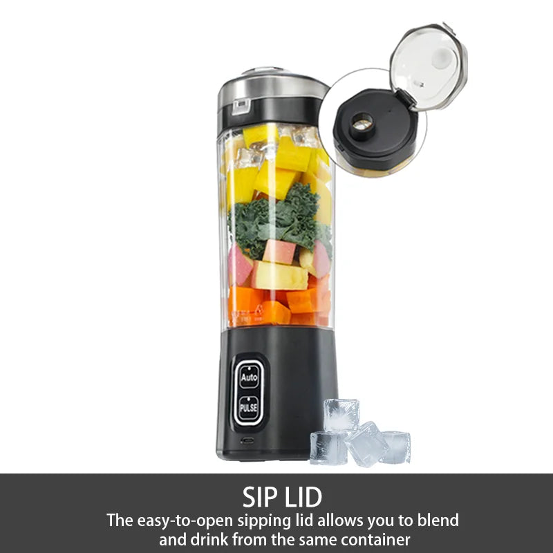 Portable blender with travel and sip lid