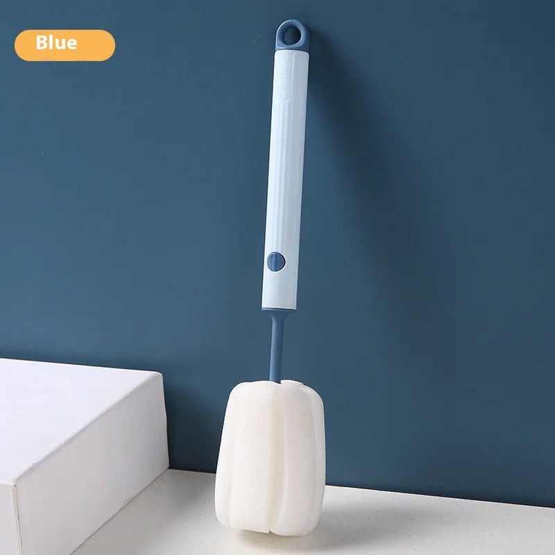 Colored long-handle sponge cleaning brushes