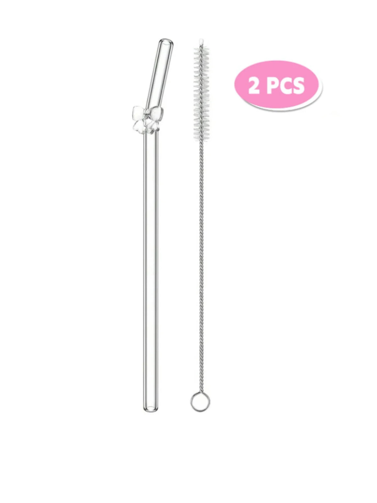 Blendiva Glass Straws with Bow Charm
