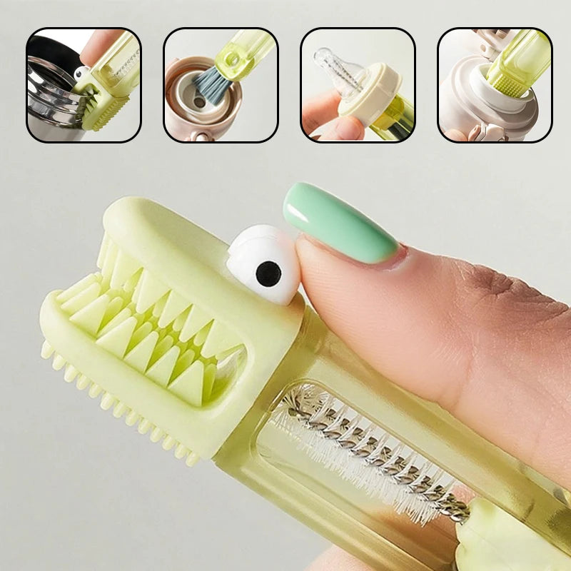 Three-in-one lid and bottle detail brush
