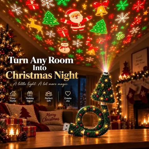 クリスマスのホリデーパターンを投影するライト