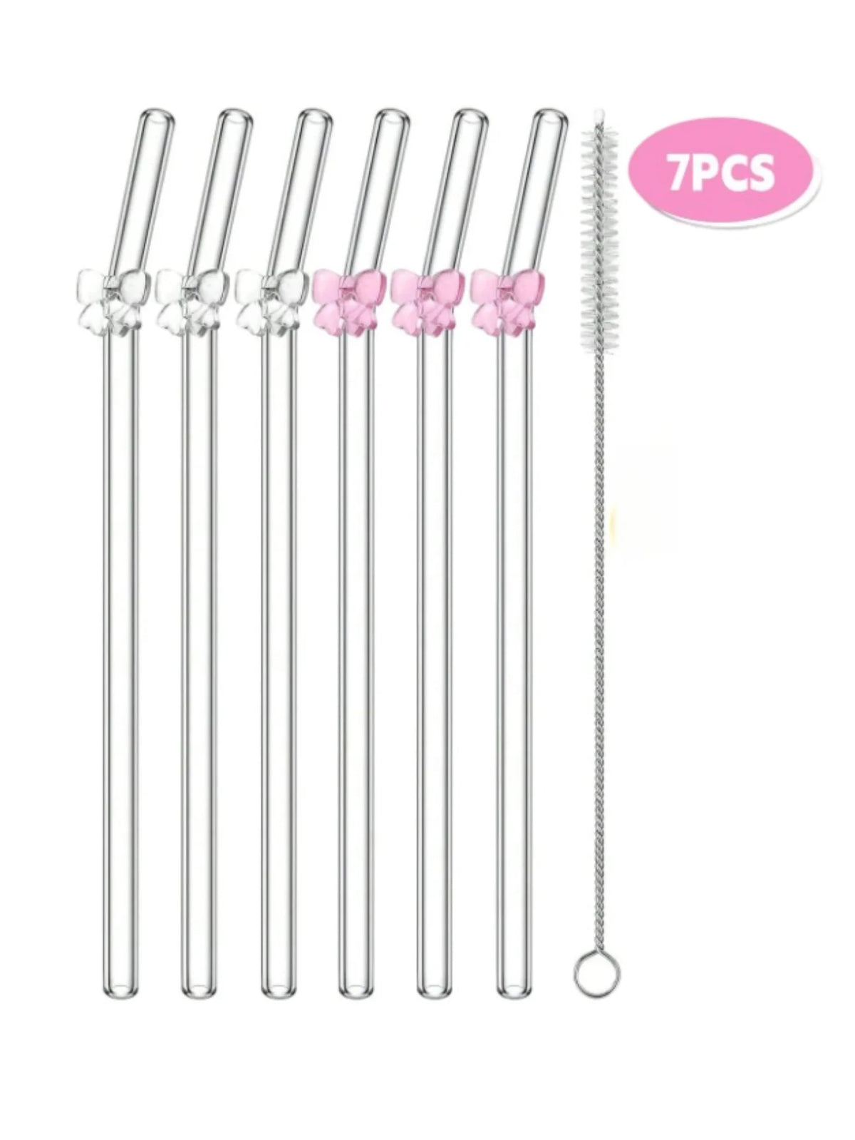Blendiva Glass Straws with Bow Charm