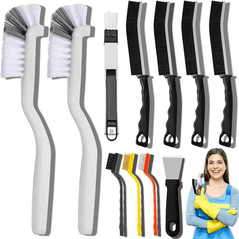 Eleven-piece kitchen crevice cleaning brush kit