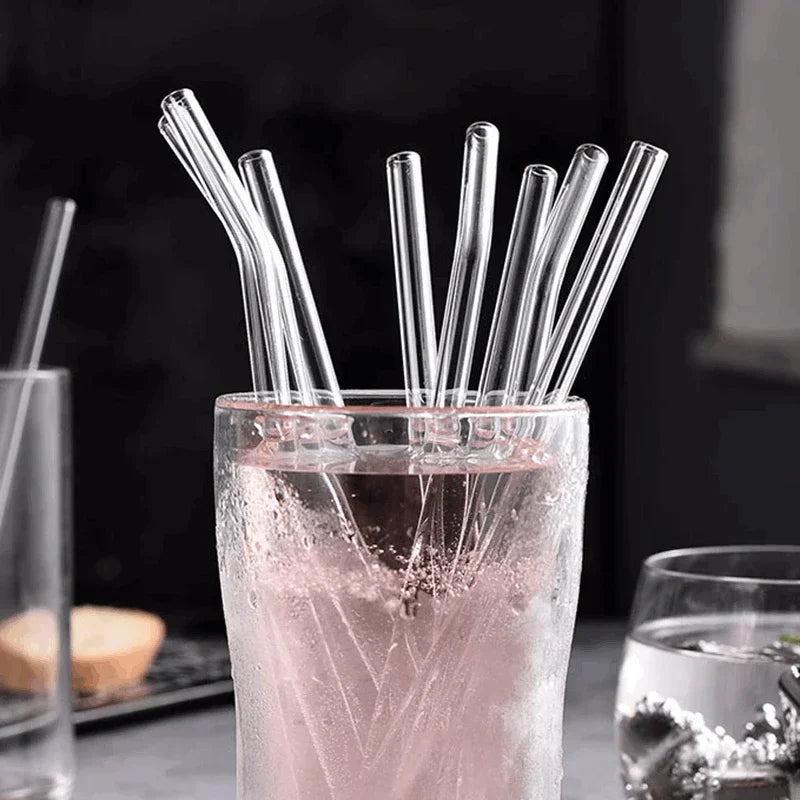 Straight and bent glass straws