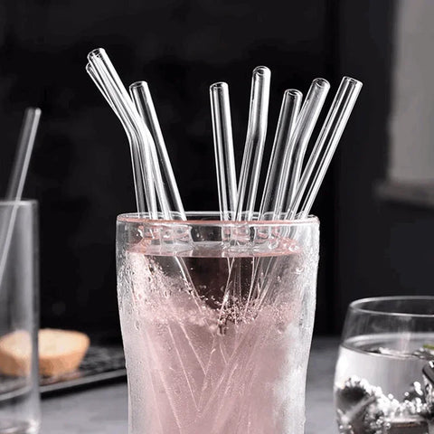 Straight and bent glass straws