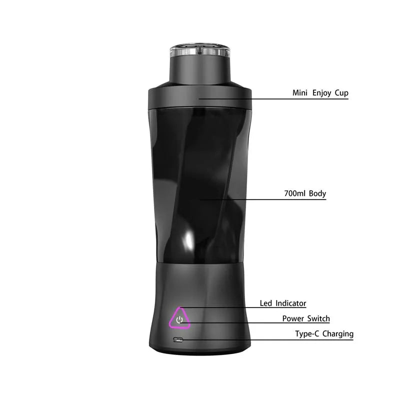 Portable blender in use