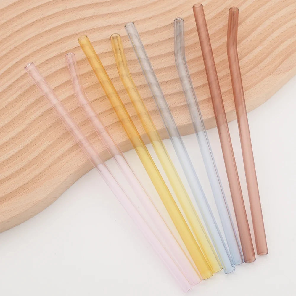 Colorful reusable glass straws