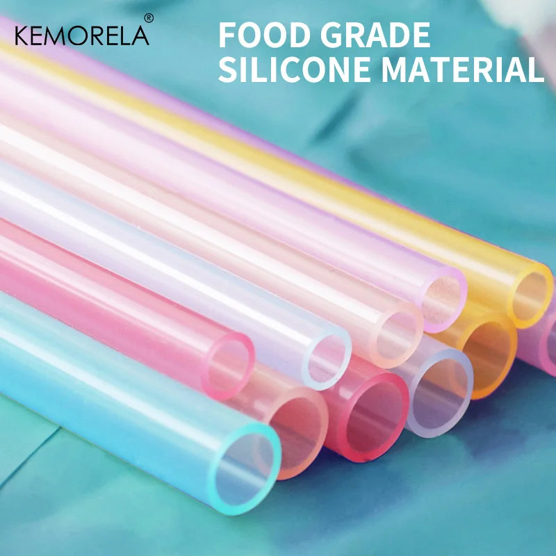 Clear reusable silicone straws