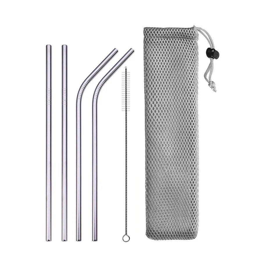 Blendiva 304 Stainless Steel Straws with Cleaning Pouch