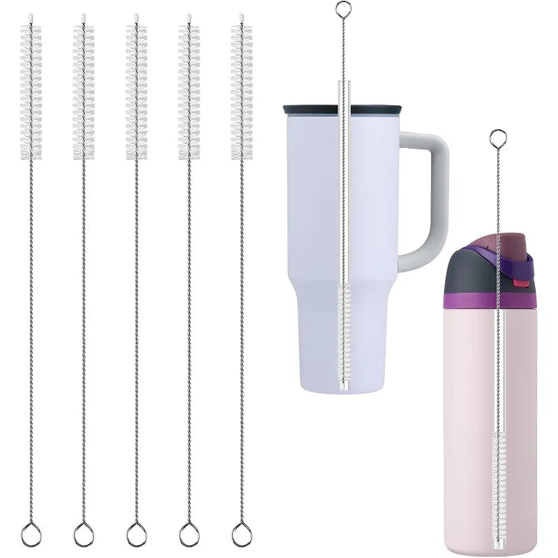 Stainless steel reusable straw brush set