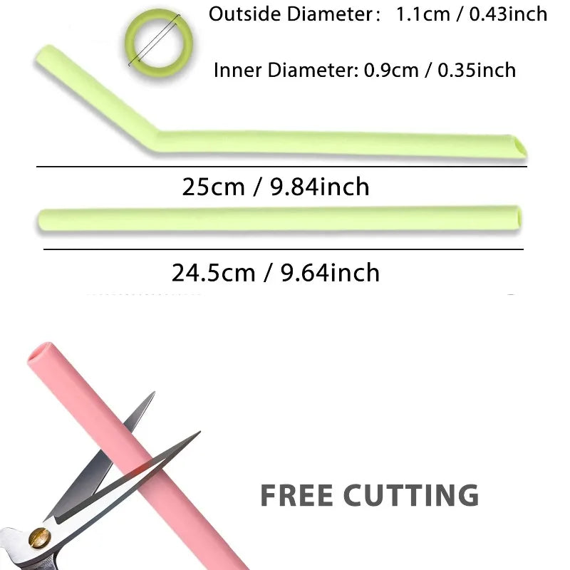 Flexible silicone straws
