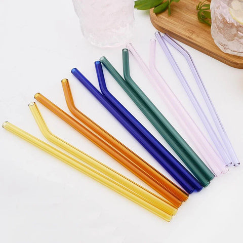 Pink glass straw set