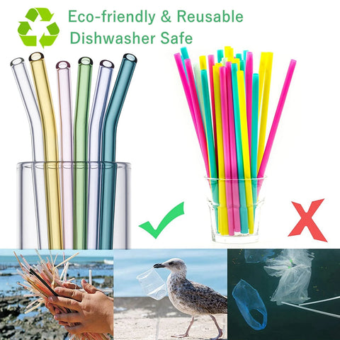 Colorful glass straw set