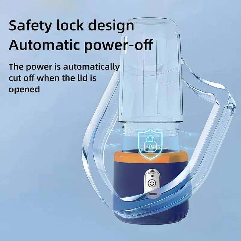 Portable blender shown with ingredients