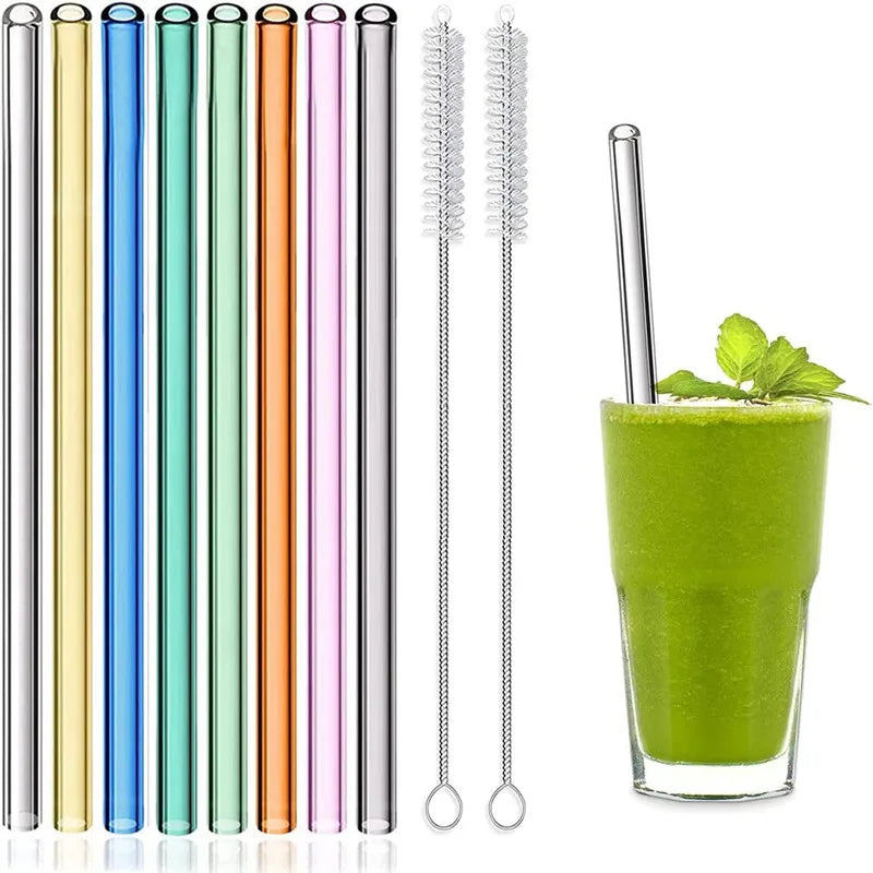 Colorful reusable glass straws