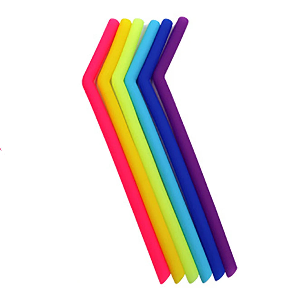 Blendiva Extra-Long Silicone Straws – 6-Piece Set