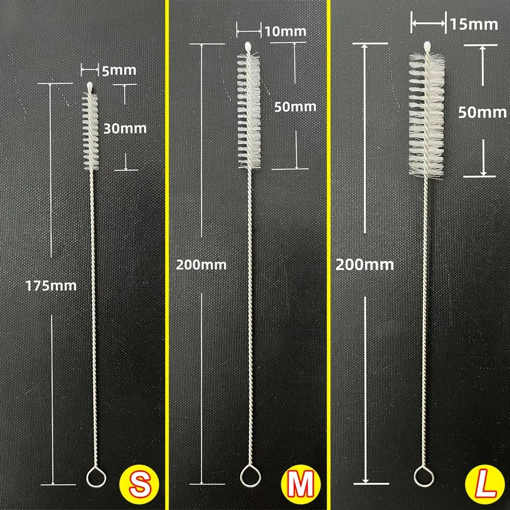 Mixed-size brushes for reusable straws and narrow tubes