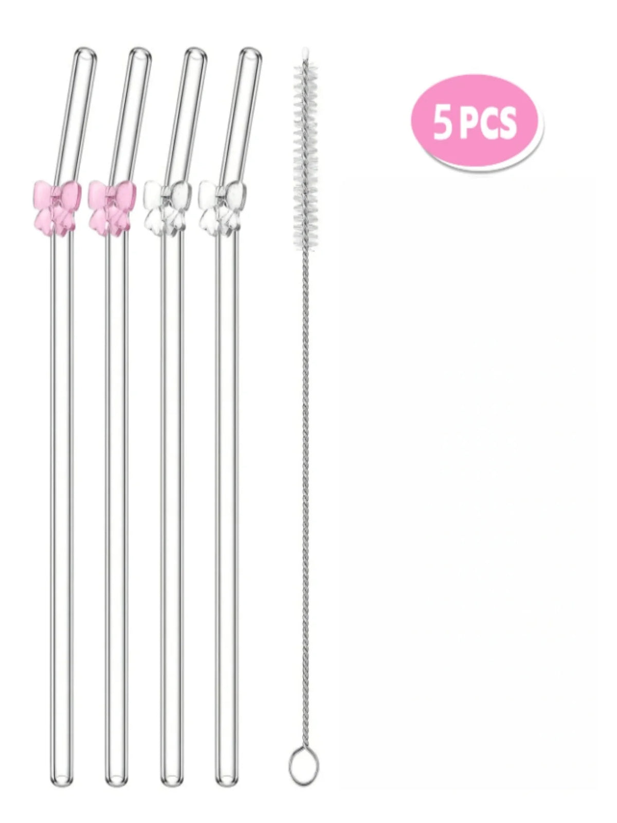 Blendiva Glass Straws with Bow Charm