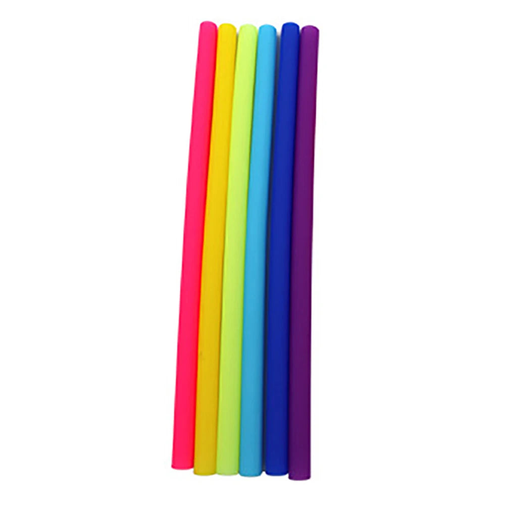 Blendiva Extra-Long Silicone Straws – 6-Piece Set