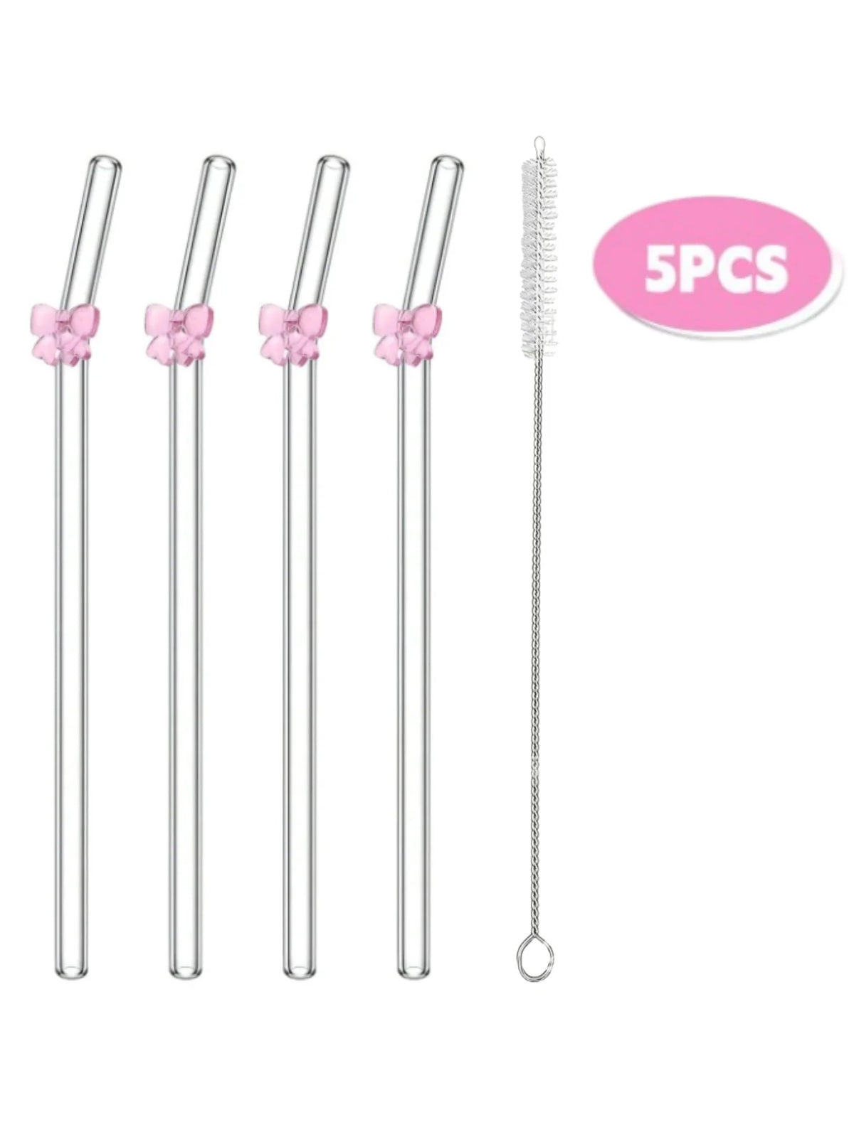 Blendiva Glass Straws with Bow Charm