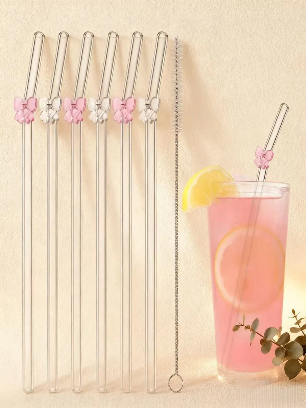 Decorative reusable glass straws