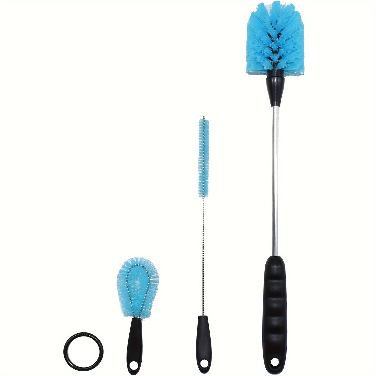 Long-handle brush cleaning a drink bottle
