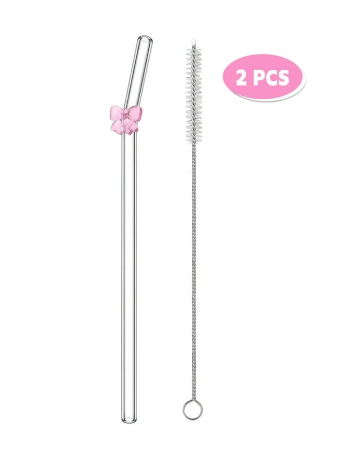 Blendiva Glass Straws with Bow Charm