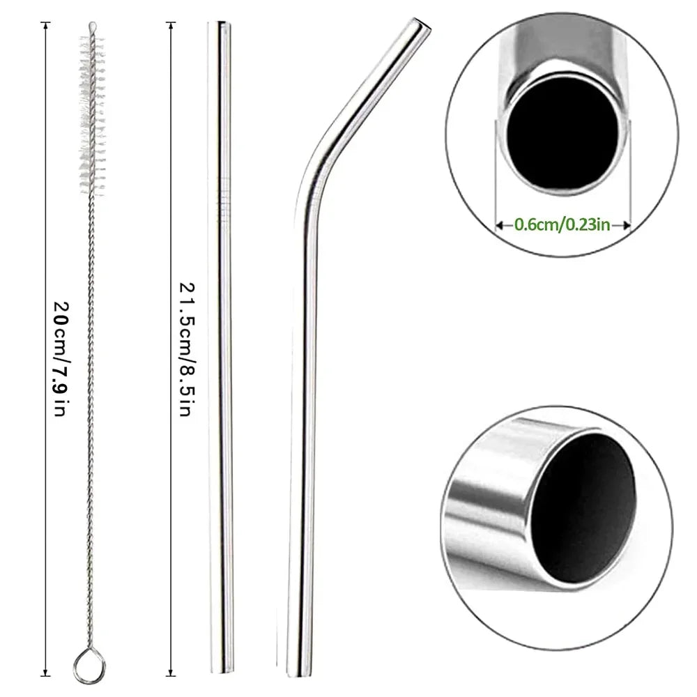 Straight and bent metal straws