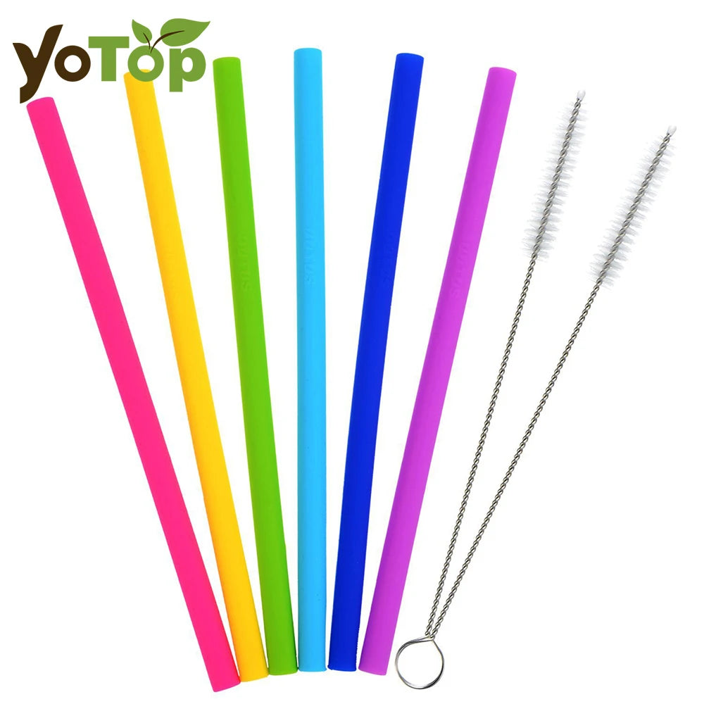 Extra-long reusable silicone straws