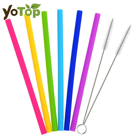 Extra-long reusable silicone straws