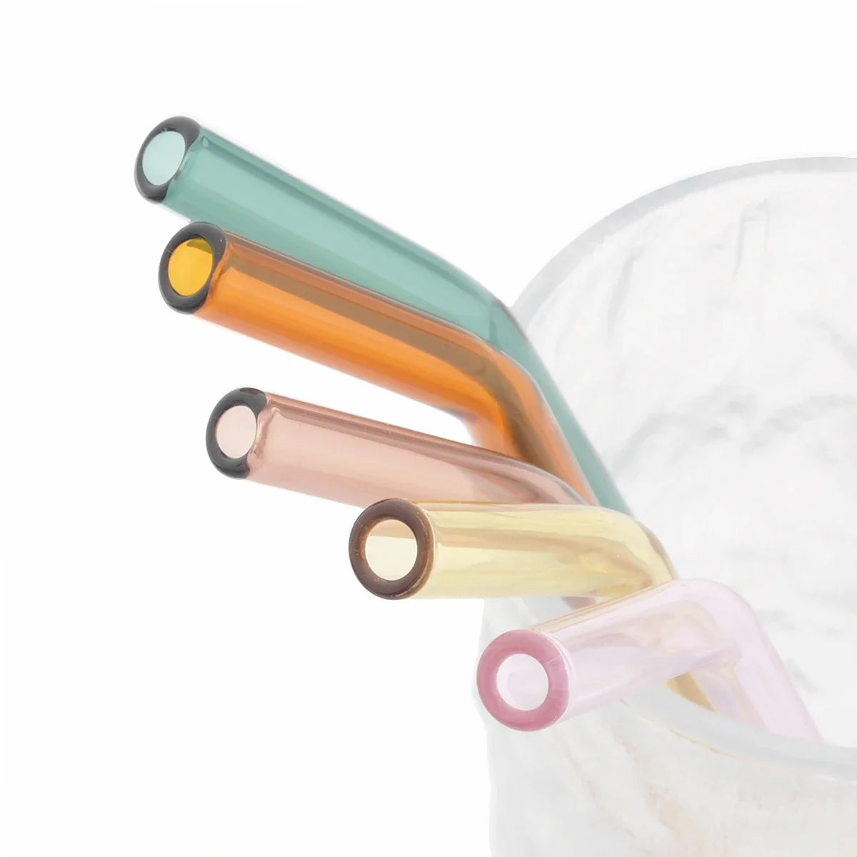 Straight and bent glass straws