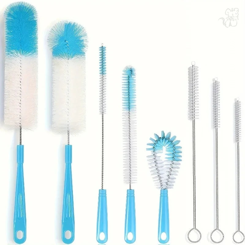Eight-piece nylon bottle and straw brush kit